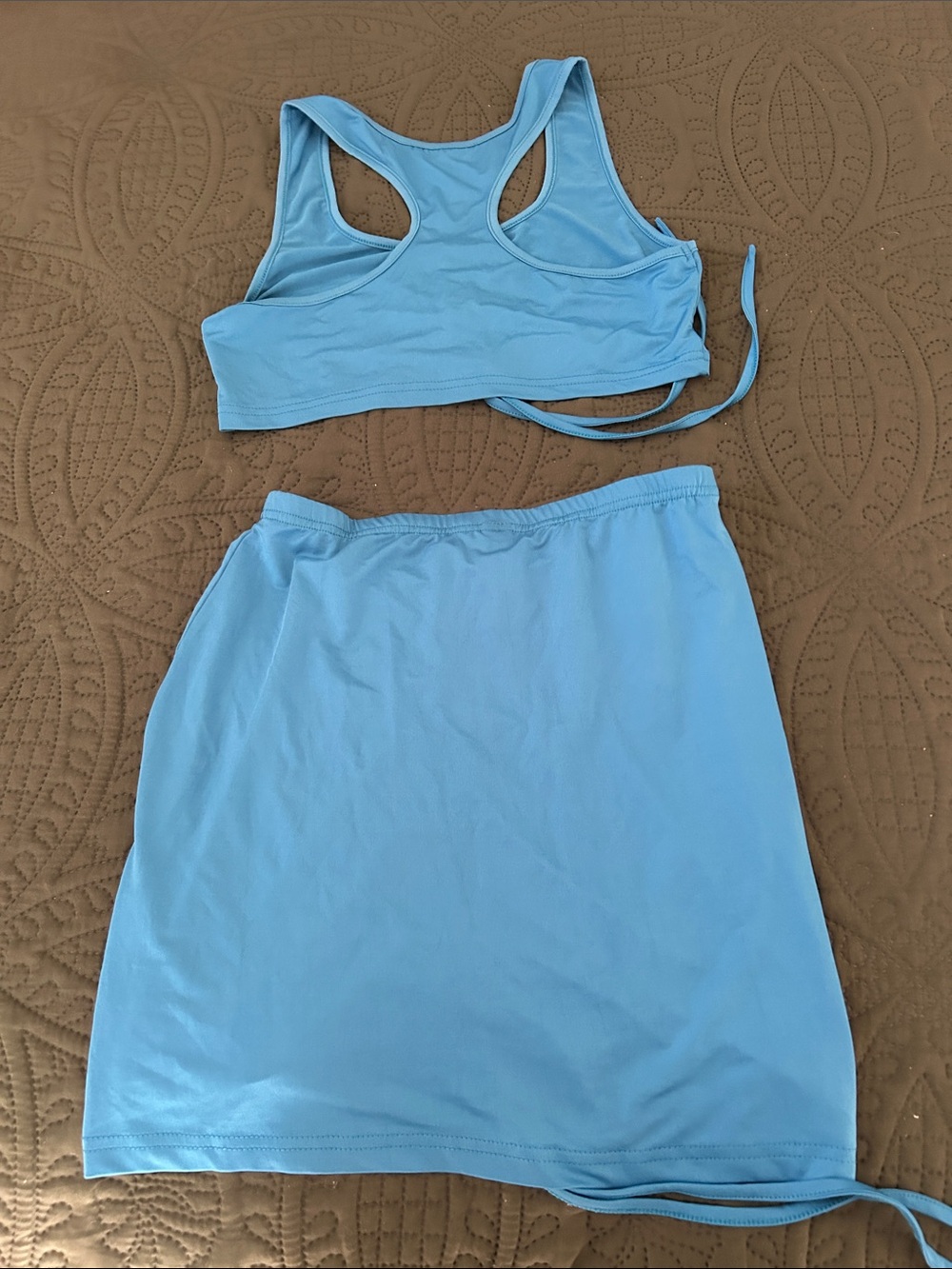 SHEIN Light Blue Ruched Drawstring Skirt Set - Picture 2 of 5